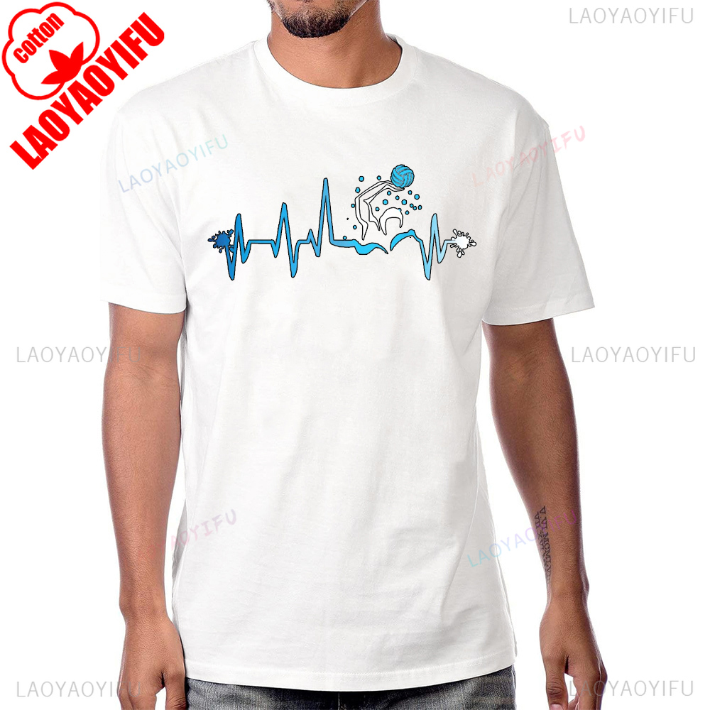 Streetwear Brand T Shirt - เสื้อโปโลน้ําHeart Beatพิมพ์เสื้อยืดแขนสั้นสบายๆแฟชั่นHarajuku Hip Hop Man TShirtผ้าฝ้ายผู้หญิงTees