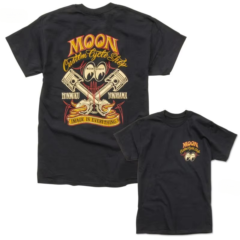 Streetwear Brands 2026 - 2026 Goes We Go Moon เสื้อยืดลายกราฟิกแบรนด์รถมอเตอร์ไซค์ดัดแปลง