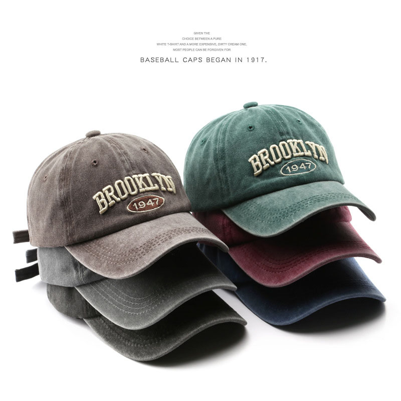 Streetwear Brand Beanie - Retro brooklyn เย็บปักถักร้อยเบสบอลหมวกฤดูใบไม้ผลิฤดูร้อนผู้ชายผู้หญิงผ้าฝ้ายปรับหมวกลําลอง Hip Hop Streetwear