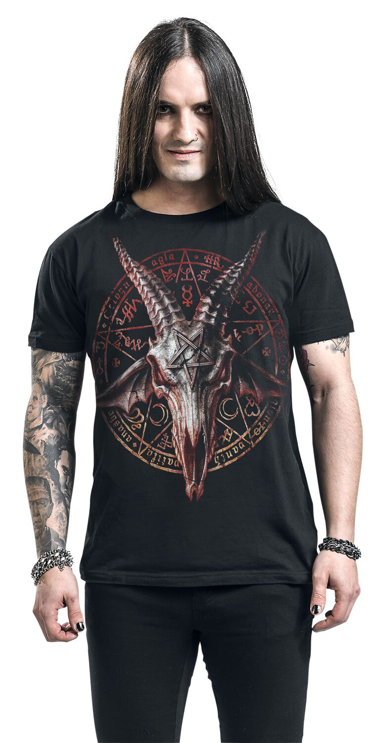 Gothic Streetwear Brand - เสื้อยืดลายกราฟิกแบรนด์ Devil Goat Dark Gothic ผ้าฝ้าย