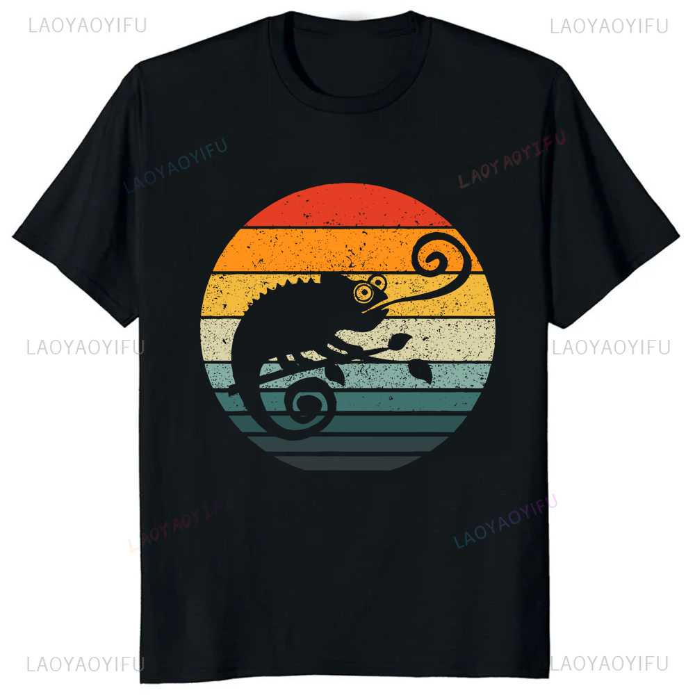 Streetwear Brand T Shirt - การ์ตูนตลกเงากราฟิกพิมพ์ Chameleon เสื้อยืดแฟชั่นหลวม Harajuku Hip Hop