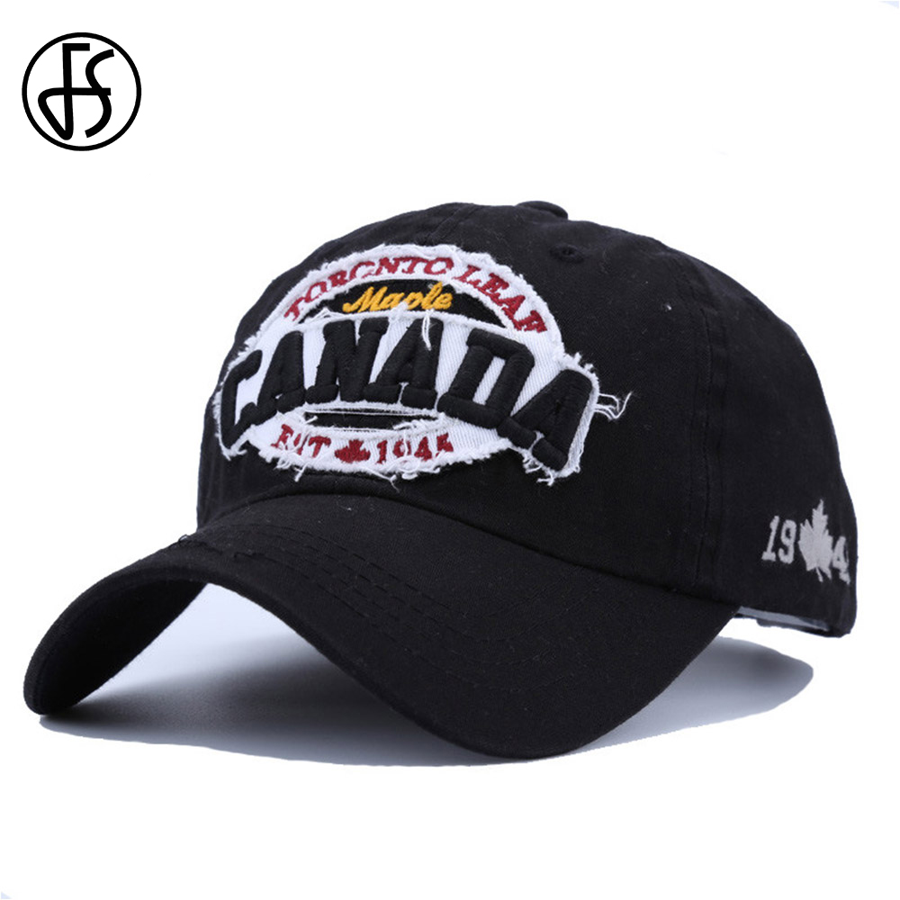 Streetwear Brand Canada - FS สีดําสีเหลือง Maple Leaf แคนาดาเบสบอลหมวกสําหรับชาย Streetwear