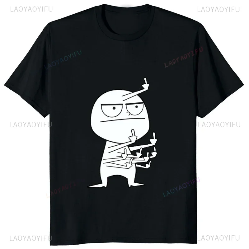 Streetwear Brand T Shirt - เสื้อยืดพิมพ์ลายคนบ้านิ้วแบบลำลองสำหรับผู้ชายเสื้อยืดฮิปฮอปสไตล์ฮาราจูกุแนวสตรีทเสื้อผ้า Comfort ฮิปสเตอร์