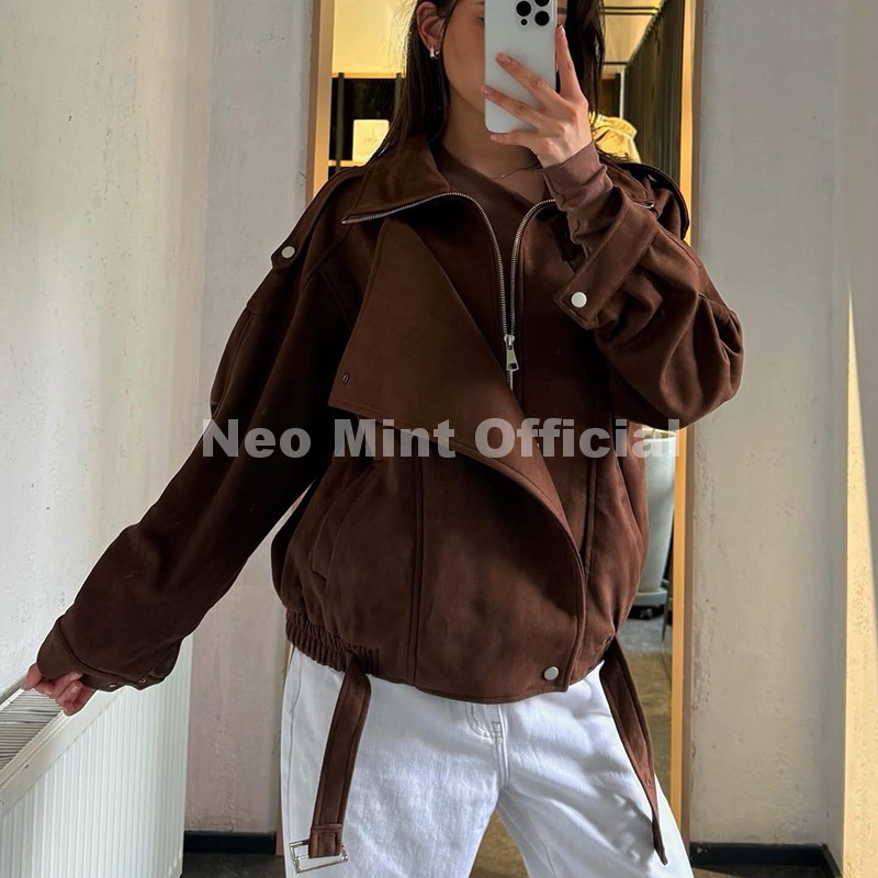 เสื้อแจ็คเก็ตหนังกลับสีน้ำตาลโ - Streetwear Brand Designer บทวิจารณ์และราคา
