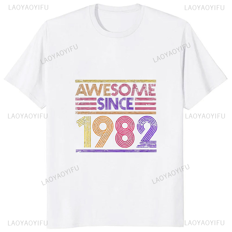 เสื้อยืดพิมพ์ลายวินเทจ1982รุ่น - Streetwear Brand T Shirt บทวิจารณ์และราคา